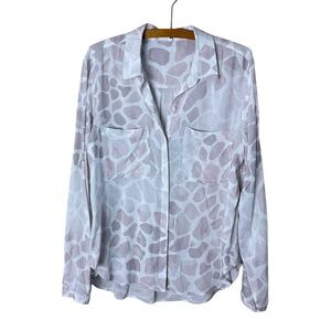 Bella Dahl Women’s Sz Medium Printed Long Sleeve Blouse Rayon Button Down